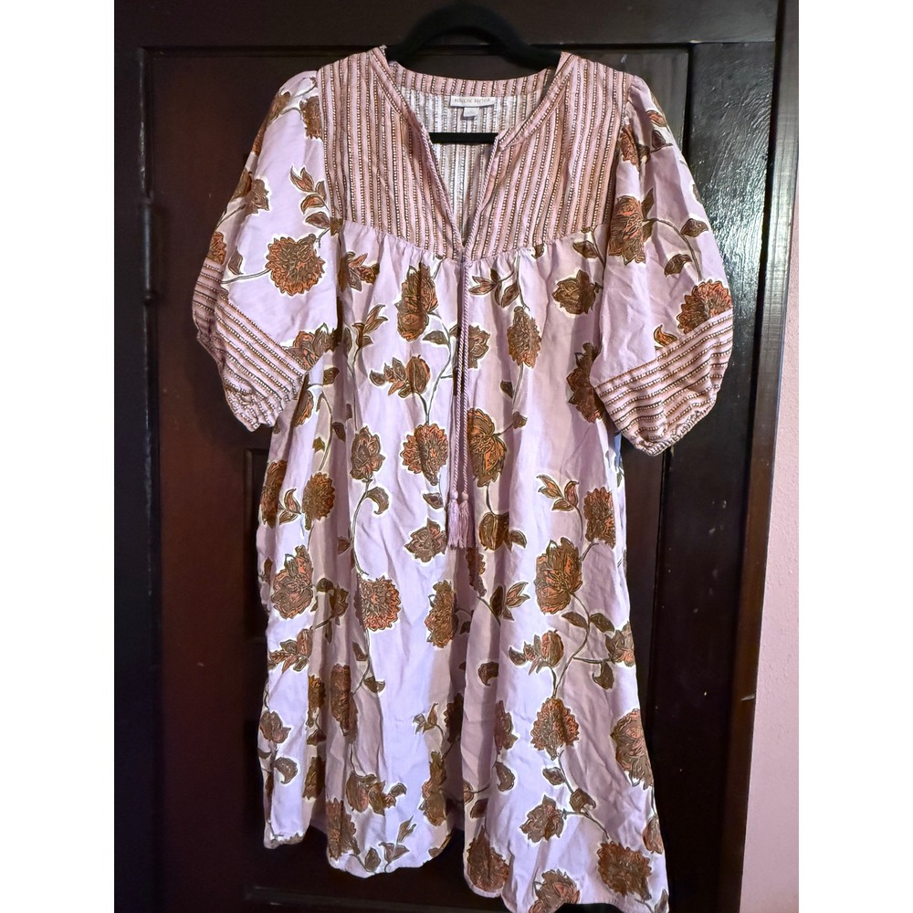 Knox Rose Floral Boho Shift Dress Lavender Purple Tassel Short Sleeve XL